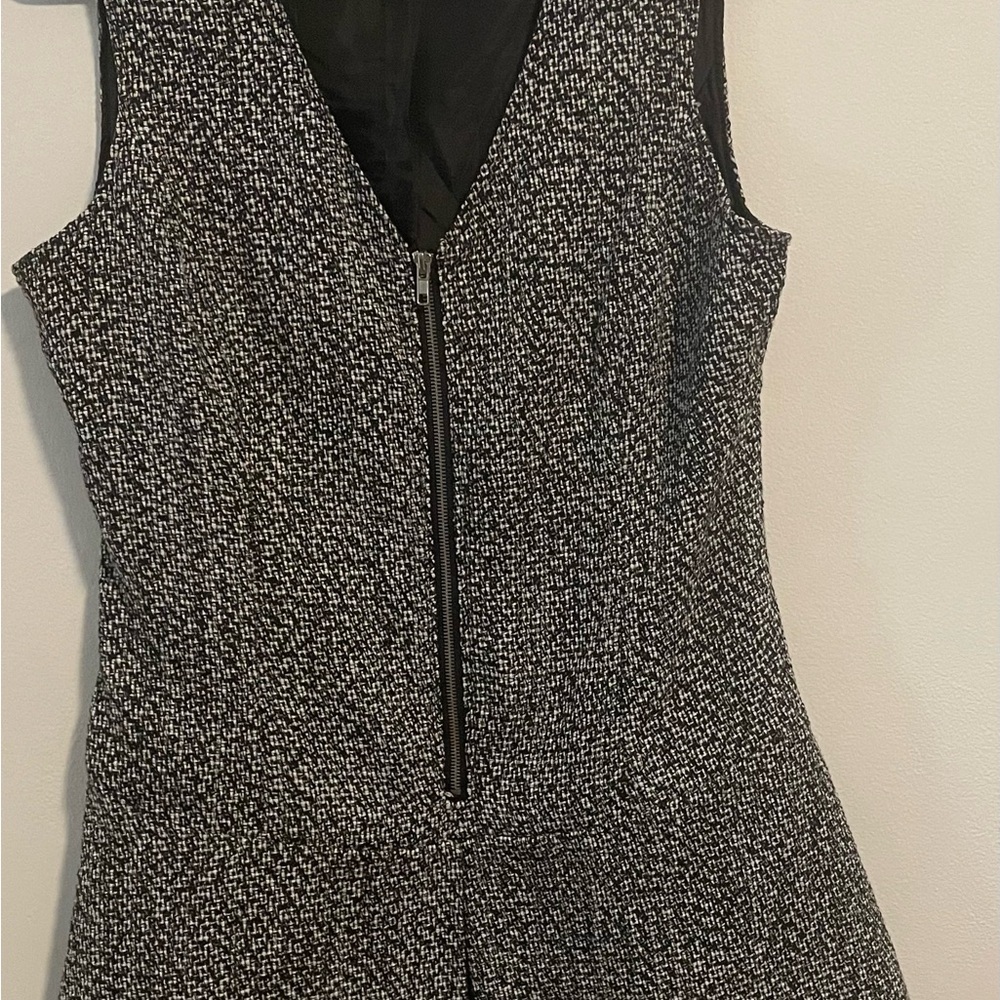 VENUS Elegant Black and White Tweed Dress